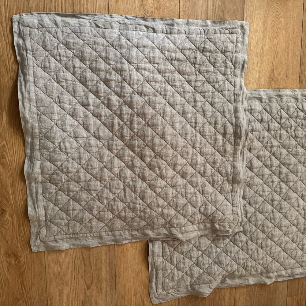 Pottery Barn Belgian Flax Linen Euro Shams (2) in Flagstone Gray